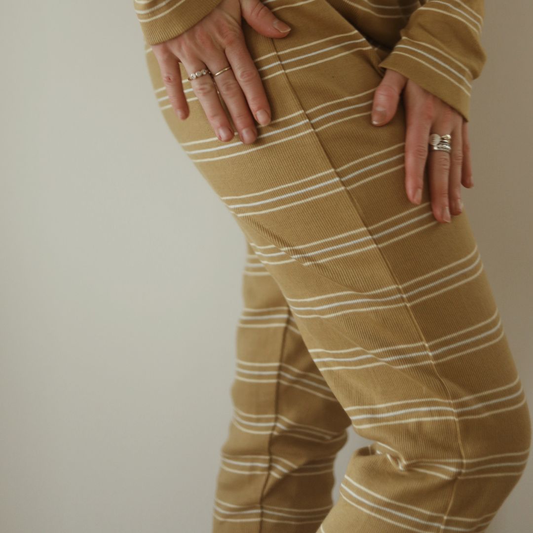 VACVAC studio CARLY leggings Mummy Leggings Almond oil stripes