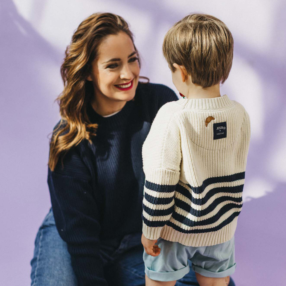 VACVAC studio JESSI X VACVAC knit 2.0 KIDS Striktrøje Just navy w. croissants